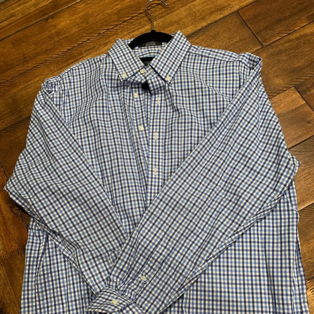 Nordstrom Men's Shop Regular Fit Gingham Linen Button-Down Shirt